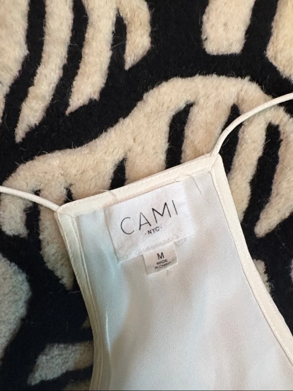 Cami NYC Cream Lace-Trim Racerback Silk Top - Picture 2 of 7